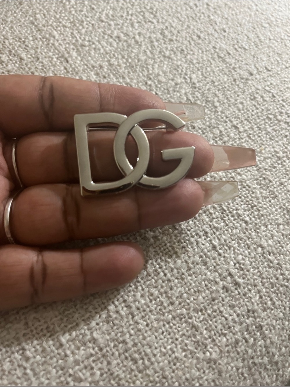 DG Logo Silver-Tone Brooch Pin
